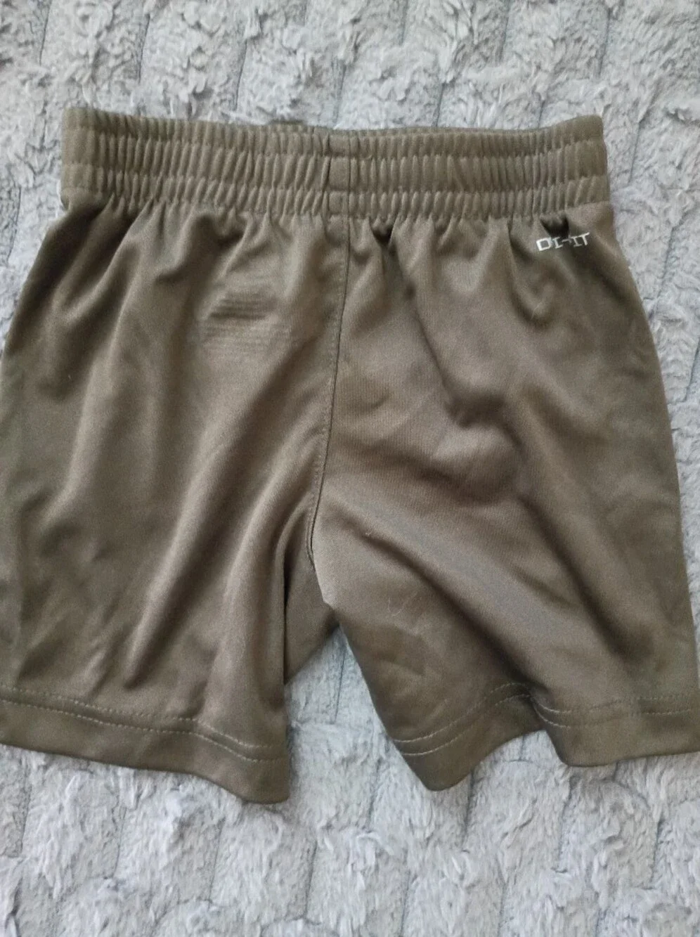 Nike Toddler Olive Athletic Shorts with White Swoosh